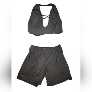 SHEIN Curve Elegant Black 2 Piece Summer Halter Top And Shorts Size 4XL